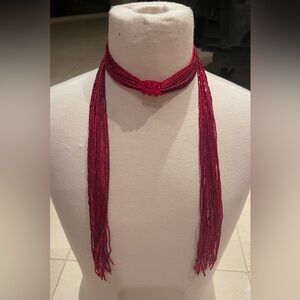 Unica Murano Glass seed bead Scarf Wrap Necklace - Red